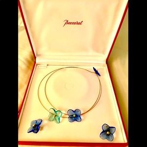 Baccarat Hortensia 18k Gold Flower Necklace w/ Matching Earrings